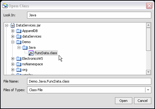 Specifying a Java Class File for Metadata Import