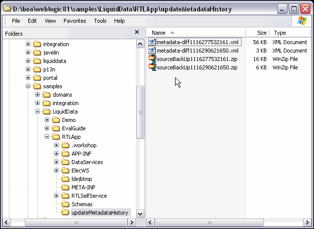 UpdateMetadataHistory Directory Sample Content