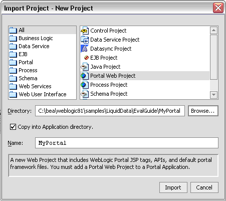 Importing a Portal Web Project
