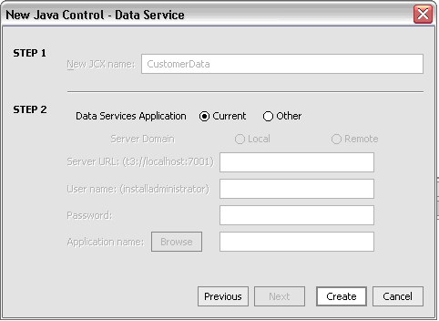 Setting Data Service Control Specifications