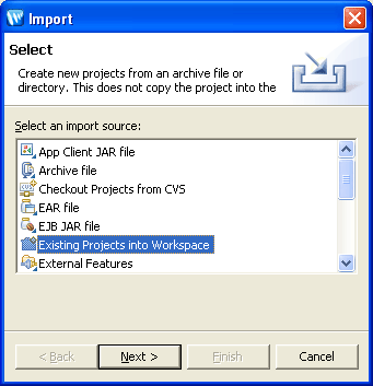 Project Archive Selection Dialog Box