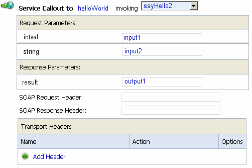 Service Callout Action Configuration for a RPC Style Service