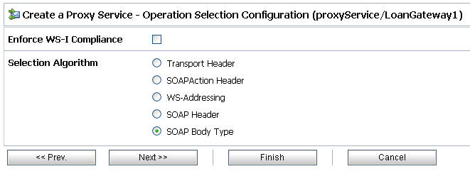 Operation Selection Configuration of Proxy Service