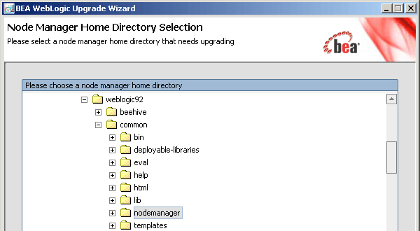 Node Manager Home Directory Selection