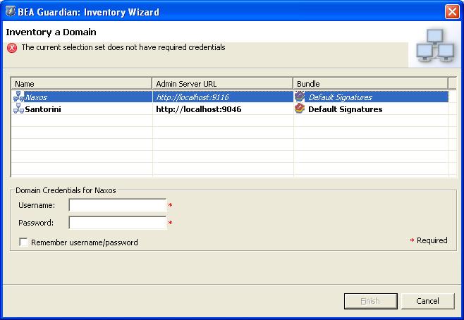 Inventory Wizard Enter Login Credentials