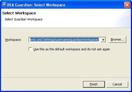 Guardian Select Workspace Dialog Box