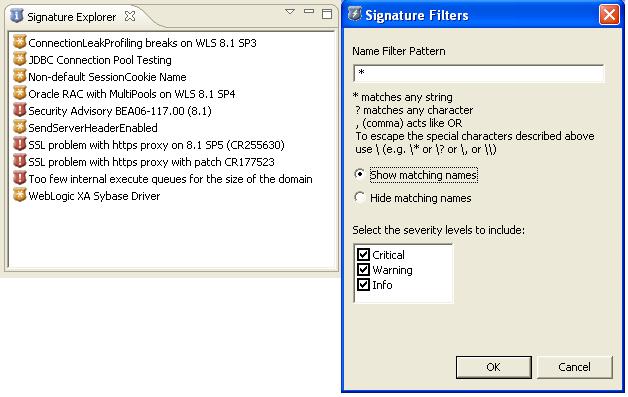 Signature Filters Dialog Box