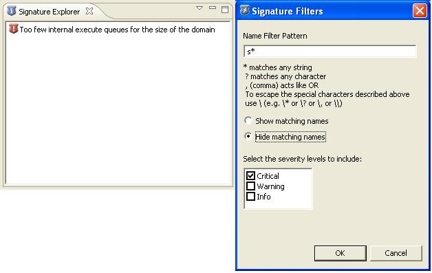 Signature Filters Select Severity Level