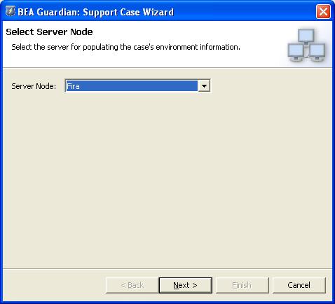 Support Case Wizard Select Server Node