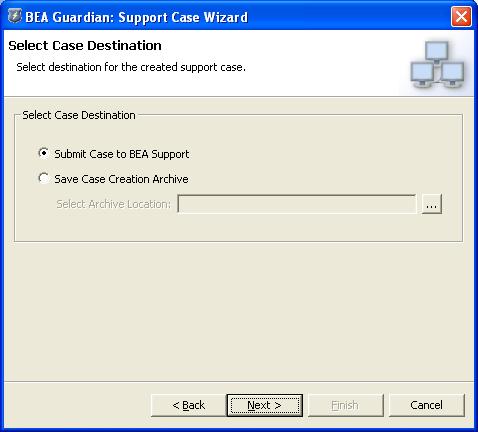 Support Case Wizard Select Case Destination
