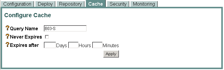 Configure Cache Tab