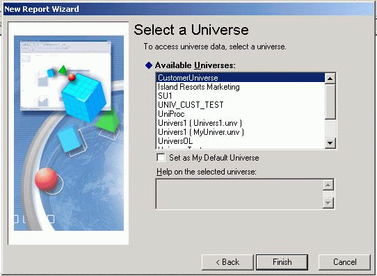Available Universe Dialog Box
