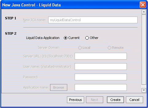 Liquid Data Control Wizard: Connection Information
