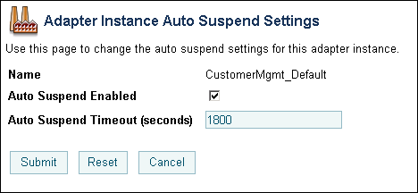 Adapter Instance Auto Suspend Settings Page