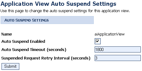 Application View Auto Suspend Settings