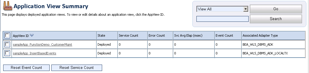 Application View Summary Page