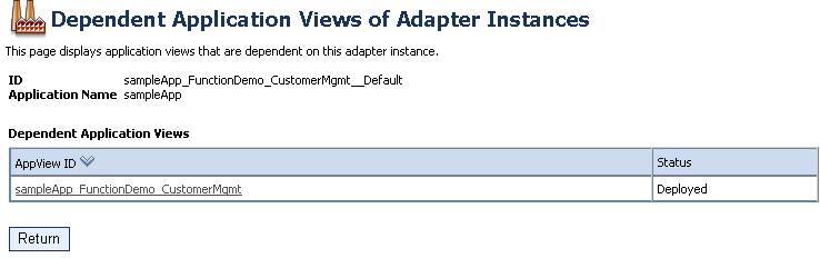 Dependent Application Views of Adapter Instance