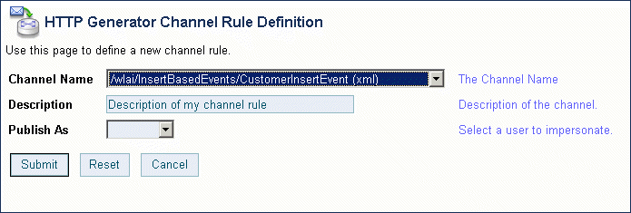HTTP Generator Channel Rule Definition
