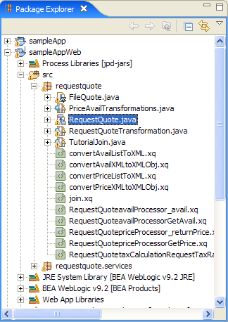 Selecting the RequestQuote.java File 
