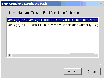 View Complete Certificate Path Window