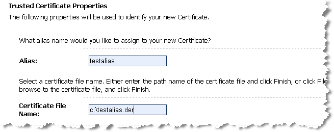 Entering Certificate Properties