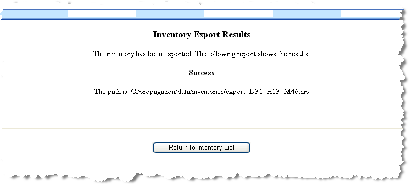 Propagation Utility Inventory Export Results Page