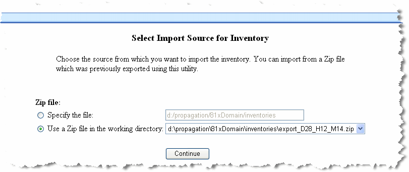 Propagation Utility Select Import Source Page