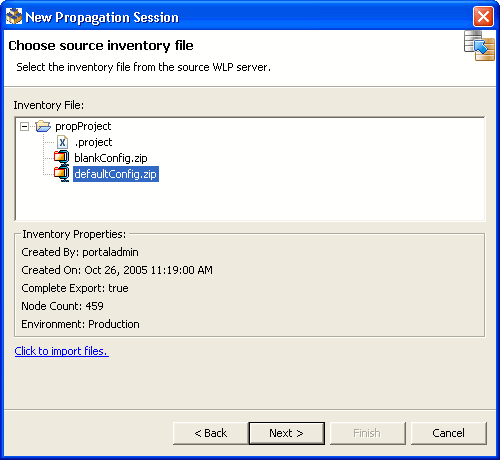 Choose Source Inventory Dialog 