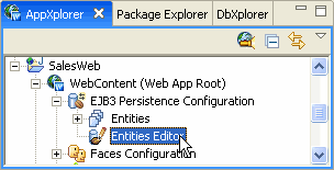 Double-click Entities Editor to open the view