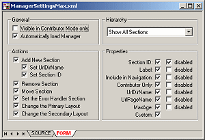 Form View of Manager Configuration Settings File
