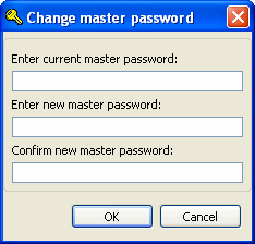 This screen shows the master password dialog box