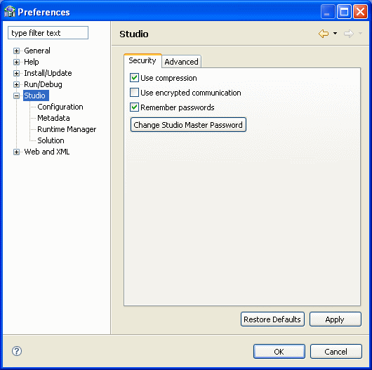 The Preferences window.