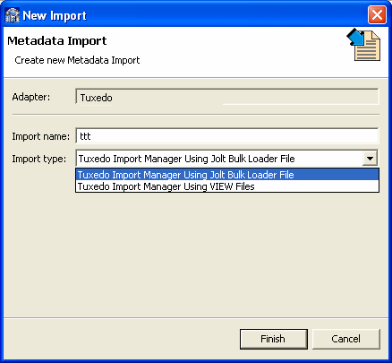Selecting the import type.