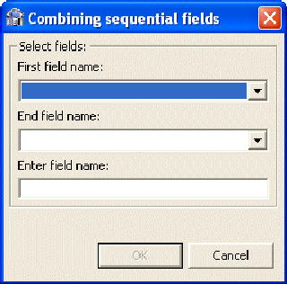 Field manipulation Combining sequential fields dialog box