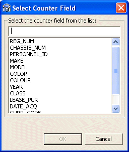 The Select Counter screen.