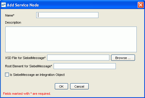Add Service Node dialog box