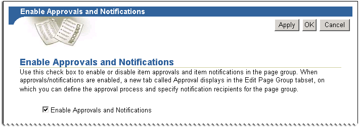This image shows the Enable Approvals and Notifications page