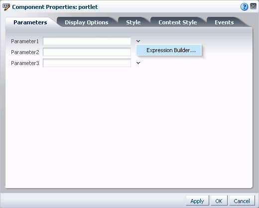 Parameters tab of the Component Properties dialog