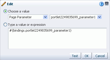 The Edit dialog box for specifying the value of a parameter