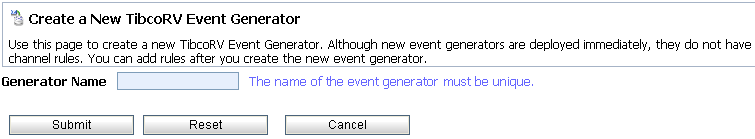 Create New TIBCORV Event Generator