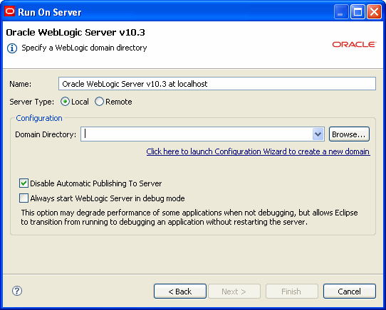 Defining a WebLogic Server 