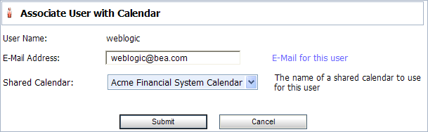 Associate User with Calender Page