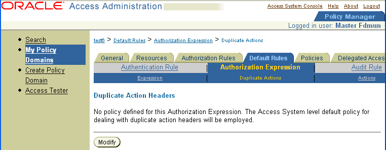 Image of the Duplicate Action Headers page