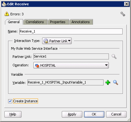 This screen shows the Edit Receive dialog box