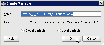 Create Variable dialog box