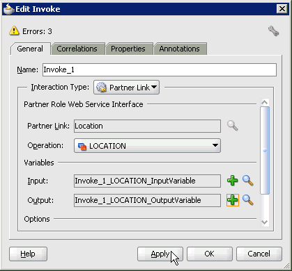 Edit Invoke dialog box