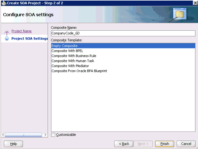 Configure SOA settings pane