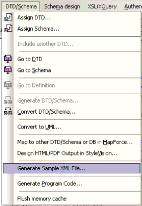 Generate Sample XML File option