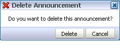 Delete Announcement dialog box
