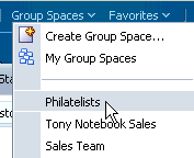 Selecting a Group Space on Group Spaces Menu